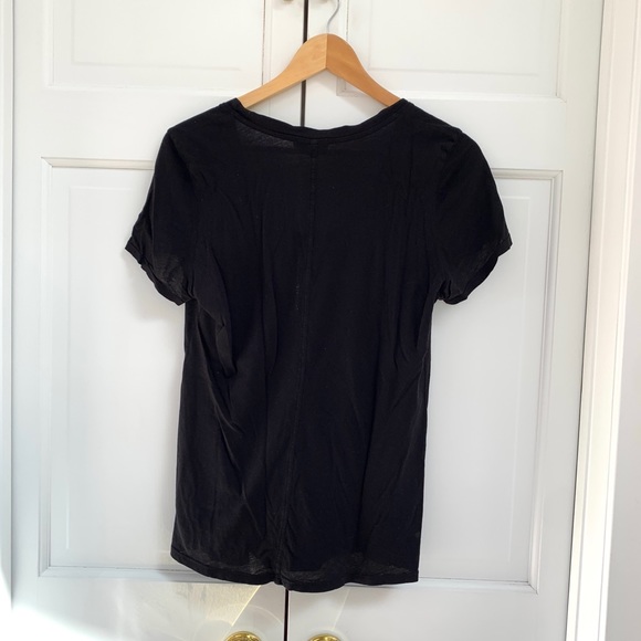 FRAME Denim Black V-Neck Logo Tee - Picture 7 of 7